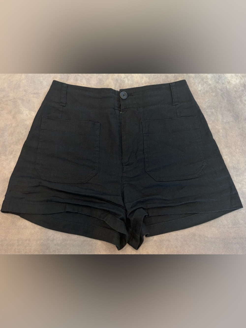 Maeve Black High-Rise Women Linen Blend Shorts Size:28